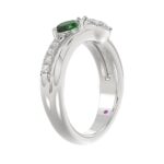18K WHITE GOLD 1/2CT ROUND/MARQUISE DIAMOND LADIES RING(COLOR STONE MARQUISE GREEN EMERALD DIAMOND 1/3CT) - Image 2