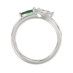 18K WHITE GOLD 1/2CT ROUND/MARQUISE DIAMOND LADIES RING(COLOR STONE MARQUISE GREEN EMERALD DIAMOND 1/3CT) - Image 3