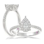18K WHITE GOLD 1/2CT ROUND/PEAR DIAMOND LADIES RING