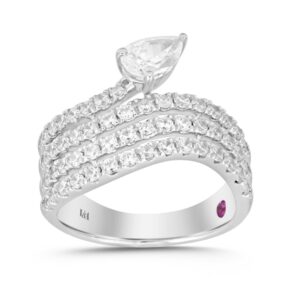 18K WHITE GOLD 1/2CT ROUND/PEAR DIAMOND LADIES RING (CENTER STONE PEAR DIAMOND 1/2CT)