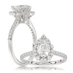 18K WHITE GOLD 1/3CT ROUND DIAMOND LADIES SEMI MOUNT RING(CENTER STONE MOUNT PEAR DIAMOND 1CT)