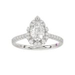 18K WHITE GOLD 1/3CT ROUND DIAMOND LADIES SEMI MOUNT RING(CENTER STONE MOUNT PEAR DIAMOND 1CT) - Image 4