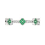 18K WHITE GOLD 1/4CT ROUND DIAMOND LADIES RING(COLOR STONE ROUND GREEN EMERALD DIAMOND 1/10CT) - Image 3