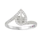 18K WHITE GOLD 1/4CT ROUND DIAMOND LADIES SEMI MOUNT RING(CENTER STONE MOUNT PEAR DIAMOND 1CT) - Image 2