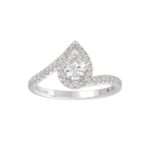 18K WHITE GOLD 1/4CT ROUND DIAMOND LADIES SEMI MOUNT RING(CENTER STONE MOUNT PEAR DIAMOND 1CT) - Image 4