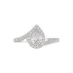 18K WHITE GOLD 1/4CT ROUND DIAMOND LADIES SEMI MOUNT RING(CENTER STONE MOUNT PEAR DIAMOND 1CT) - Image 7