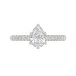 18K WHITE GOLD 1/4CT ROUND DIAMOND LADIES SEMI MOUNT RING(CENTER STONE MOUNT PEAR DIAMOND 1CT) - Image 4