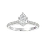 18K WHITE GOLD 1/4CT ROUND DIAMOND LADIES SEMI MOUNT RING(CENTER STONE MOUNT PEAR DIAMOND 1CT) - Image 6