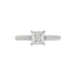 18K WHITE GOLD 1/4CT ROUND DIAMOND LADIES SEMI MOUNT RING(CENTER STONE MOUNT PRINCESS DIAMOND 1CT) - Image 6