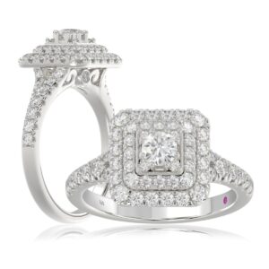 18K WHITE GOLD 1CT ROUND DIAMOND LADIES RING