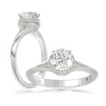 18K WHITE GOLD 1CT ROUND DIAMOND LADIES RING( CENTER STONE ROUND DIAMOND 7/8 CT)