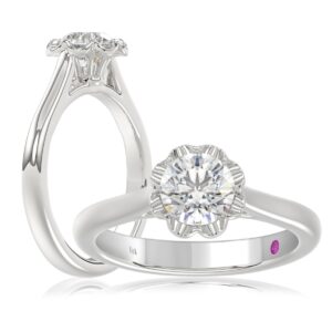 18K WHITE GOLD 1CT ROUND DIAMOND LADIES RING(CENTER STONE ROUND DIAMOND 1CT)