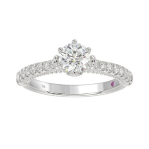 18K WHITE GOLD 1CT ROUND DIAMOND LADIES RING(CENTER STONE ROUND DIAMOND 3/4CT)