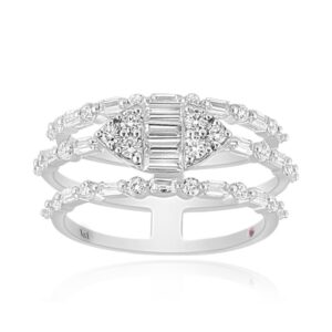 18K WHITE GOLD 1CT ROUND/BAGUETTE DIAMOND LADIES RING