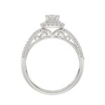 18K WHITE GOLD 1CT ROUND/BAGUETTE/EMERALD DIAMOND LADIES RING(CENTER STONE EMERALD DIAMOND 1/2CT) - Image 4