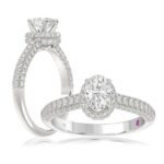 18K WHITE GOLD 1CT ROUND/OVAL DIAMOND LADIES RING(CENTER STONE OVAL DIAMOND 1/2 CT)