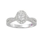 18K WHITE GOLD 1CT ROUND/OVAL DIAMOND LADIES RING(CENTER STONE OVAL DIAMOND 1/2CT) - Image 3