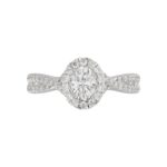 18K WHITE GOLD 1CT ROUND/OVAL DIAMOND LADIES RING(CENTER STONE OVAL DIAMOND 1/2CT) - Image 6
