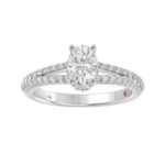 18K WHITE GOLD 1CT ROUND/OVAL DIAMOND LADIES SEMI MOUNT RING(CENTER STONE OVAL DIAMOND 3/4CT) - Image 2