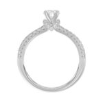 18K WHITE GOLD 1CT ROUND/OVAL DIAMOND LADIES SEMI MOUNT RING(CENTER STONE OVAL DIAMOND 3/4CT) - Image 3