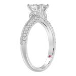 18K WHITE GOLD 1CT ROUND/OVAL DIAMOND LADIES SEMI MOUNT RING(CENTER STONE OVAL DIAMOND 3/4CT) - Image 4