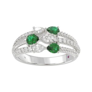 18K WHITE GOLD 1CT ROUND/PEAR DIAMOND LADIES RING