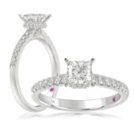 18K WHITE GOLD 1CT ROUND/PRINCES DIAMOND LADIES RING(CENTER STONE PRINCES DIAMOND 3/4CT)