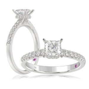 18K WHITE GOLD 1CT ROUND/PRINCES DIAMOND LADIES RING(CENTER STONE PRINCES DIAMOND 3/4CT)