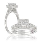 18K WHITE GOLD 1CT ROUND/PRINCESS DIAMOND LADIES BRIDAL SET(CENTER STONE PRINCESS DIAMOND 1/2CT)