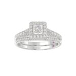 18K WHITE GOLD 1CT ROUND/PRINCESS DIAMOND LADIES BRIDAL SET(CENTER STONE PRINCESS DIAMOND 1/2CT) - Image 3