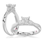 18K WHITE GOLD 1CT ROUND/PRINCESS DIAMOND LADIES RING( CENTER STONE PRINCESS DIAMOND 3/4 CT)