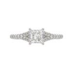 18K WHITE GOLD 1CT ROUND/PRINCESS DIAMOND LADIES RING(CENTER STONE PRINCESS DIAMOND 3/4CT) - Image 6