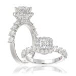 18K WHITE GOLD 2 1/2CT ROUND/PRINCESS DIAMOND SEMI MOUNT LADIES RING (CENTER STONE PRINCESS DIAMOND 1.00CT)