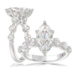 18K WHITE GOLD 2 3/4CT ROUND/MARQUISE DIAMOND LADIES SEMI MOUNT RING(CENTER STONE MOUNT MARQUISE DIAMOND 2CT)