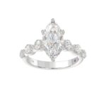 18K WHITE GOLD 2 3/4CT ROUND/MARQUISE DIAMOND LADIES SEMI MOUNT RING(CENTER STONE MOUNT MARQUISE DIAMOND 2CT) - Image 3