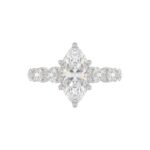 18K WHITE GOLD 2 3/4CT ROUND/MARQUISE DIAMOND LADIES SEMI MOUNT RING(CENTER STONE MOUNT MARQUISE DIAMOND 2CT) - Image 6