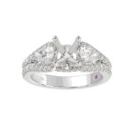 18K WHITE GOLD 2 3/4CT ROUND/OVAL/PEAR DIAMOND SEMI MOUNT LADIES RING (CENTER STONE OVAL/PEAR DIAMOND 1 1/2CT 7/8CT) - Image 2