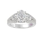 18K WHITE GOLD 2 3/4CT ROUND/OVAL/PEAR DIAMOND SEMI MOUNT LADIES RING (CENTER STONE OVAL/PEAR DIAMOND 1 1/2CT 7/8CT) - Image 4