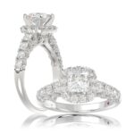 18K WHITE GOLD 2.00CT ROUND DIAMOND SEMI MOUNT LADIES RING (CENTER STONE PRINCESS DIAMOND 1.00CT)