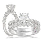 18K WHITE GOLD 2CT ROUND DIAMOND LADIES BRIDAL SET