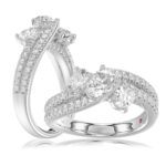 18K WHITE GOLD 2CT ROUND/OVAL DIAMOND LADIES RING(CENTER STONE OVAL DIAMOND 3/4CT)