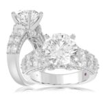 18K WHITE GOLD 2CT ROUND/OVAL DIAMOND LADIES SEMI MOUNT RING(CENTER STONE MOUNT ROUND DIAMOND 4CT)