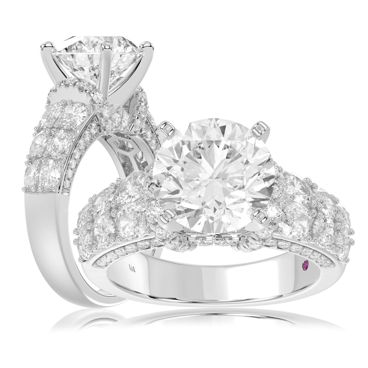 19176709_VA18520W-AB-1201x1201.jpg 18K WHITE GOLD 2CT ROUND/OVAL DIAMOND LADIES SEMI MOUNT RING(CENTER STONE MOUNT ROUND DIAMOND 4CT) - Image 1