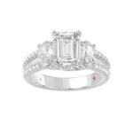 18K WHITE GOLD 3 1/2CT ROUND/EMRALD/BAGUETTE DIAMOND LADIES SEMI MOUNT RING(CENTER STONE MOUNT EMERALD DIAMOND 2CT) - Image 3