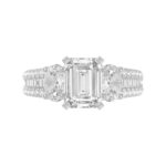 18K WHITE GOLD 3 1/2CT ROUND/EMRALD/BAGUETTE DIAMOND LADIES SEMI MOUNT RING(CENTER STONE MOUNT EMERALD DIAMOND 2CT) - Image 6
