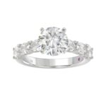 18K WHITE GOLD 3 1/2CT ROUND/OVAL DIAMOND LADIES RING(CENTER STONE MOUNT ROUND DIAMOND 2CT)