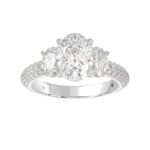 18K WHITE GOLD 3 1/2CT ROUND/OVAL DIAMOND SEMI MOUNT LADIES RING (CENTER STONE OVAL DIAMOND 2.00CT) - Image 4