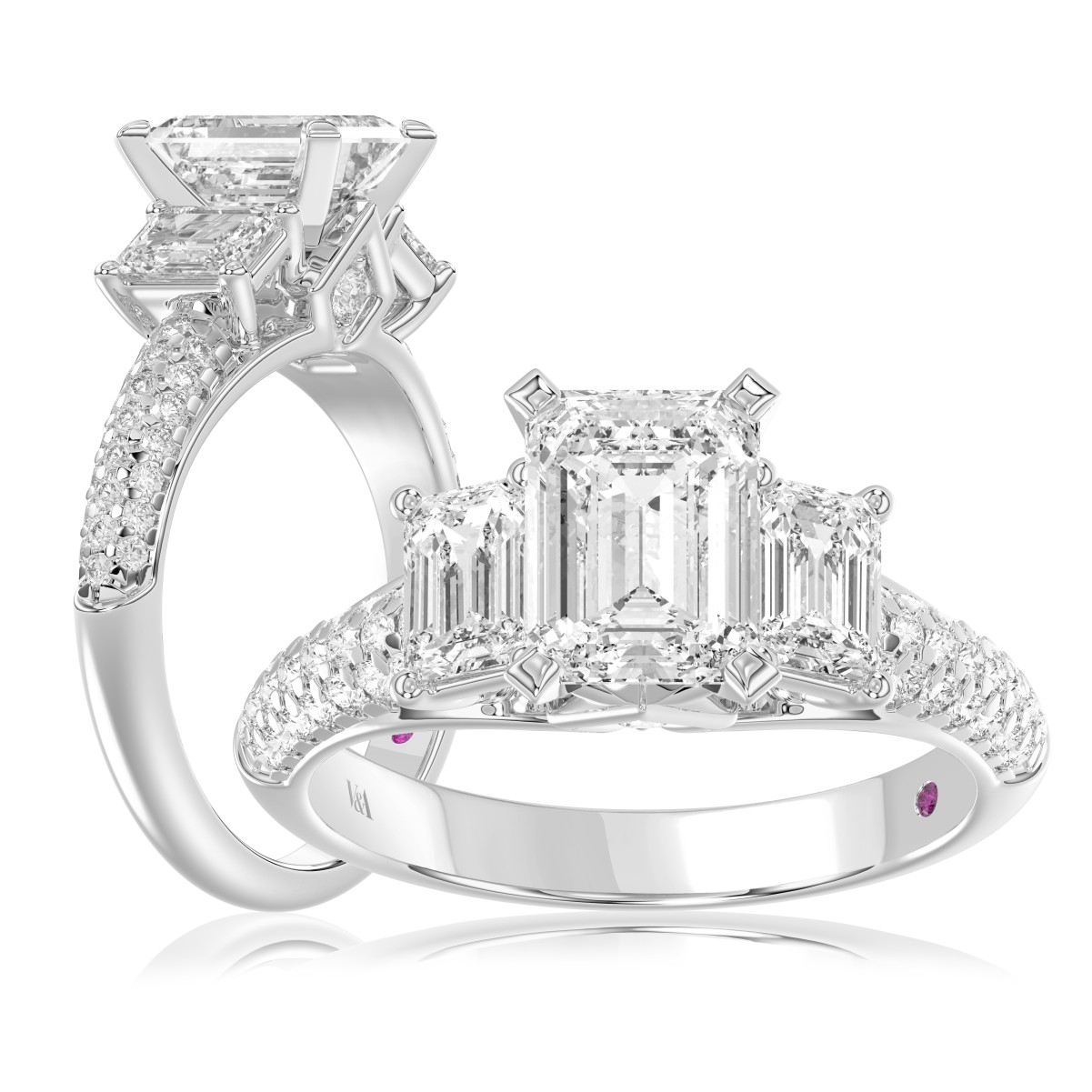 19176714_VA23089W-AB-1201x1201.jpg 18K WHITE GOLD 3 1/3CT ROUND/EMERALD DIAMOND SEMI MOUNT LADIES RING (CENTER STONE EMERALD DIAMOND 2.00CT) - Image 1