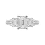 18K WHITE GOLD 3 1/3CT ROUND/EMERALD DIAMOND SEMI MOUNT LADIES RING (CENTER STONE EMERALD DIAMOND 2.00CT) - Image 6