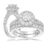 18K WHITE GOLD 3 3/4CT ROUND DIAMOND LADIES SEMI MOUNT BRIDAL SET(CENTER STONE MOUNT ROUND DIAMOND 1CT
